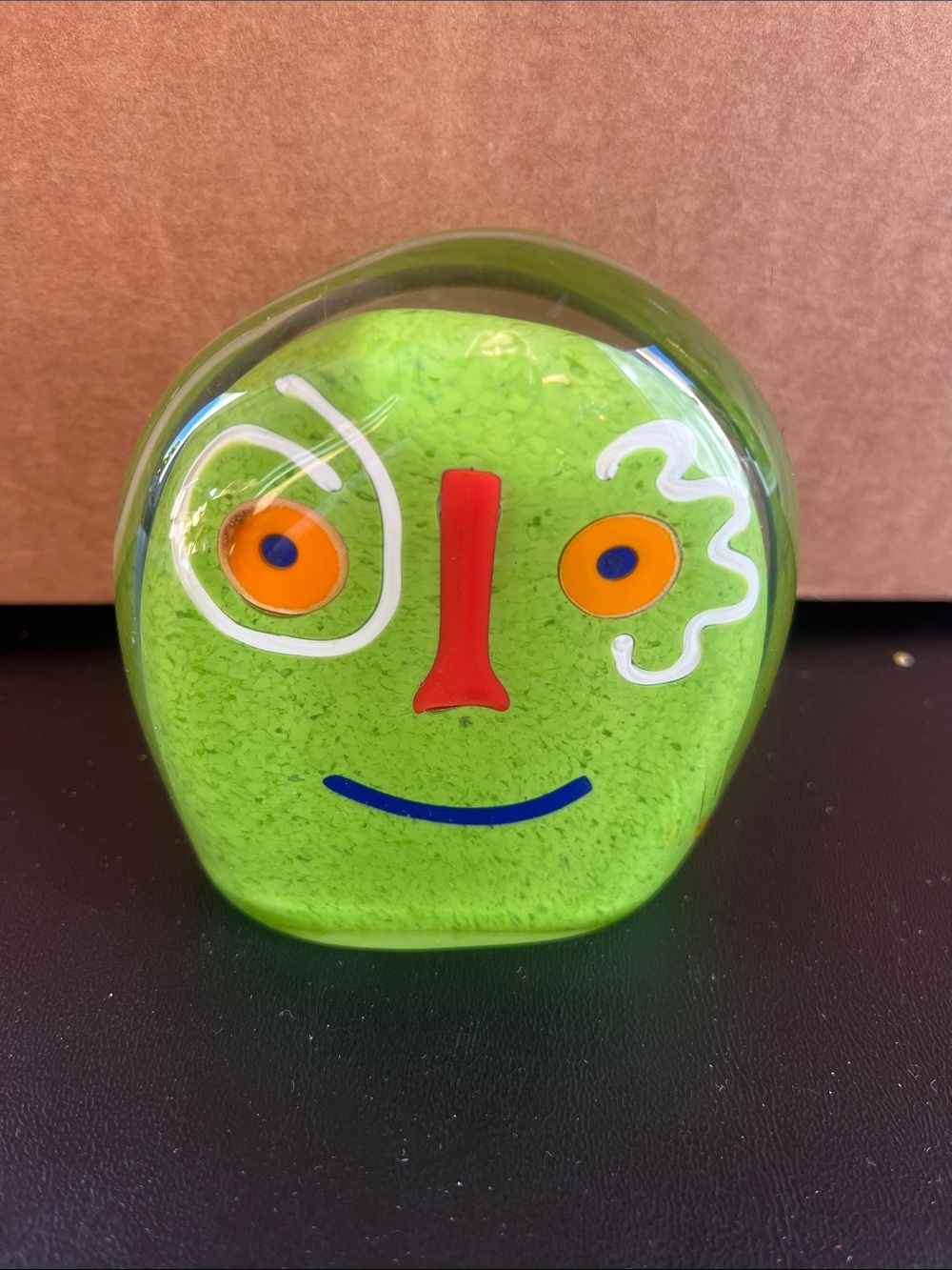 Edward Merritt "Ed's Heads" modernist figural face glass sculpture Vintage